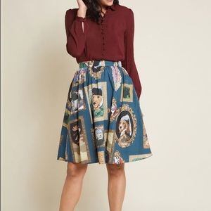 ModCloth A Line Midi Pet Portrait Art Skirt
